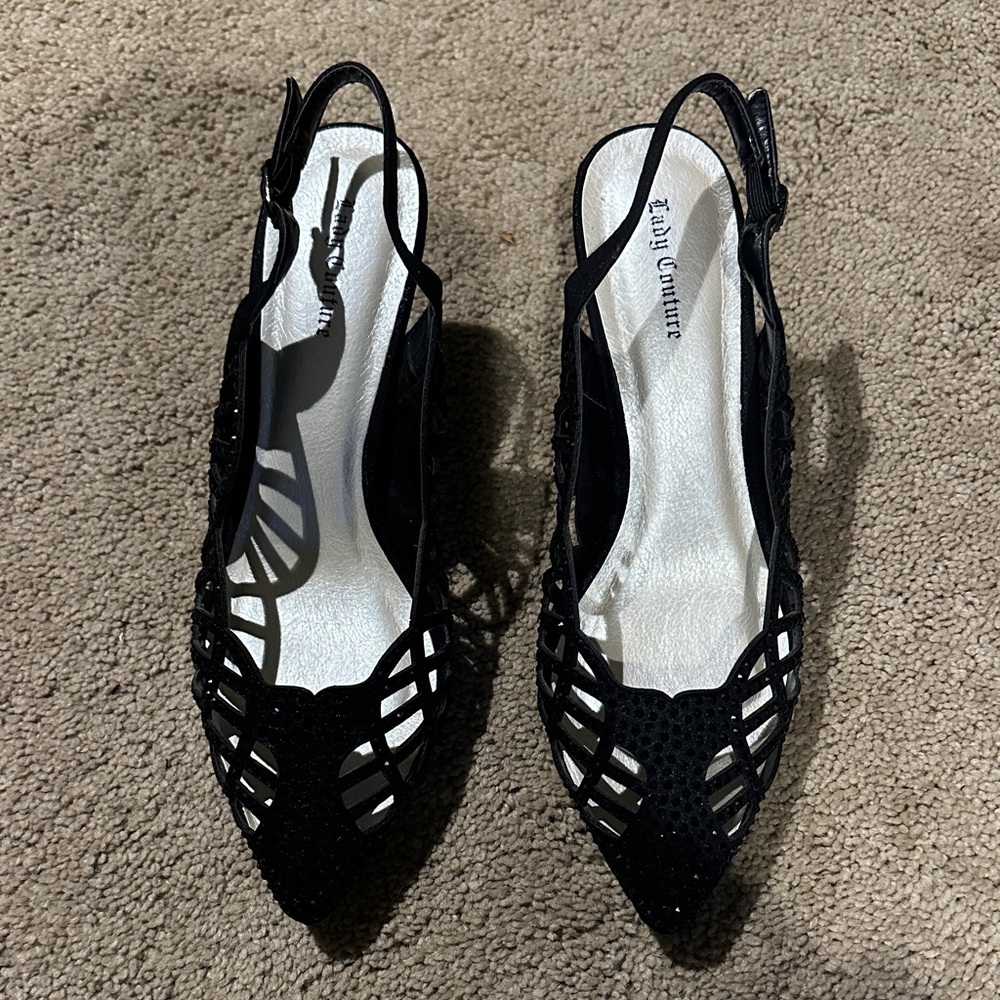 Elegant Black Slingback Heels by Baby Couture